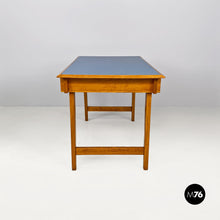 Load image into Gallery viewer, LIght blue laminate and solid wood desk, with drawer, 1960s
