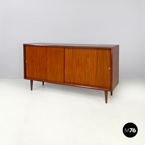 Wooden sideboard with brass handles, 1960s