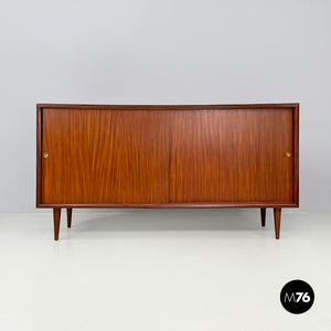 Wooden sideboard with brass handles, 1960s