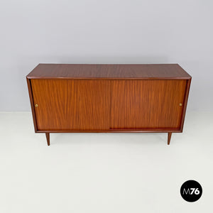 Wooden sideboard with brass handles, 1960s