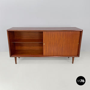 Wooden sideboard with brass handles, 1960s