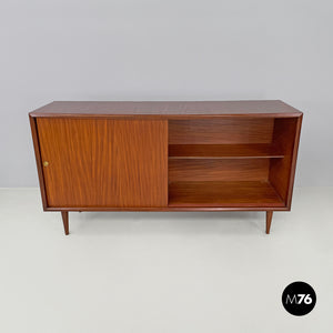 Wooden sideboard with brass handles, 1960s