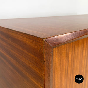 Wooden sideboard with brass handles, 1960s