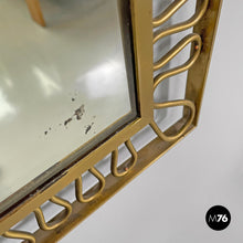 将图片加载到图库查看器，Brass wall mirror with swirl decorated frame, 1940s
