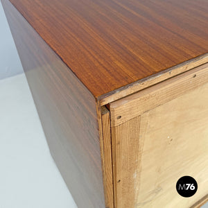 Wooden sideboard with brass handles, 1960s