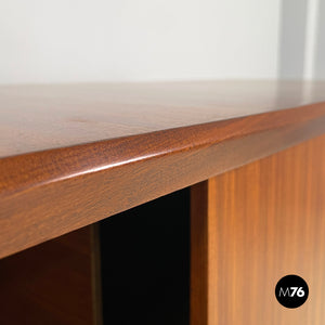 Wooden sideboard with brass handles, 1960s