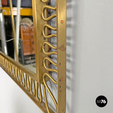 将图片加载到图库查看器，Brass wall mirror with swirl decorated frame, 1940s
