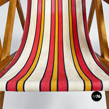 将图片加载到图库查看器，Mini wooden and colored fabric deckchair, 1950s
