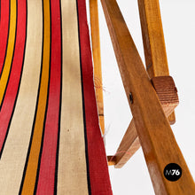 将图片加载到图库查看器，Mini wooden and colored fabric deckchair, 1950s
