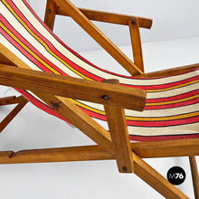 将图片加载到图库查看器，Mini wooden and colored fabric deckchair, 1950s
