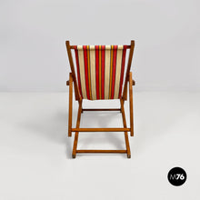 将图片加载到图库查看器，Mini wooden and colored fabric deckchair, 1950s
