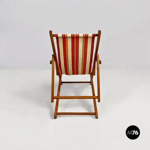 Mini wooden and colored fabric deckchair, 1950s