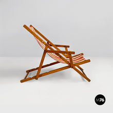 将图片加载到图库查看器，Mini wooden and colored fabric deckchair, 1950s
