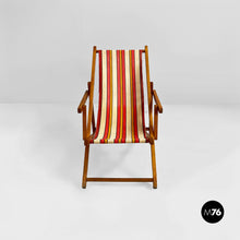 将图片加载到图库查看器，Mini wooden and colored fabric deckchair, 1950s
