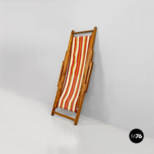 将图片加载到图库查看器，Mini wooden and colored fabric deckchair, 1950s
