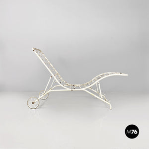 White iron garden deck-chair or chaise longue, 1960s