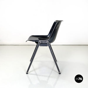 Black chairs Modus SM 203 by Osvaldo Borsani for Tecno, 1980s