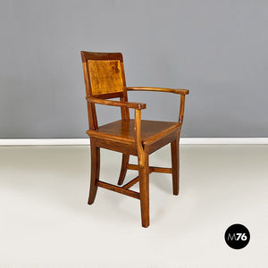 Walnut chair with armrests, 1900s