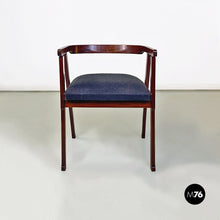 将图片加载到图库查看器，Wood and dark grey fabric chair with armrests, 1960s
