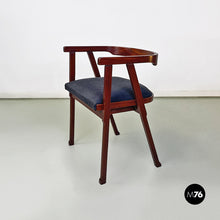 Load image into Gallery viewer, Wood and dark grey fabric chair with armrests, 1960s
