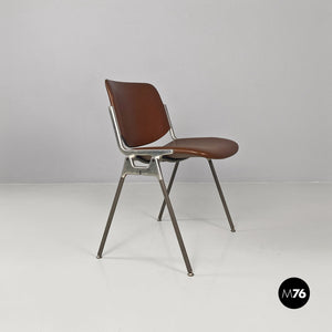 Brown leather DSC chair by Giancarlo Piretti for Anonima Castelli, 1970s