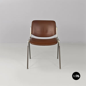 Brown leather DSC chair by Giancarlo Piretti for Anonima Castelli, 1970s