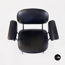 Load image into Gallery viewer, Black leather and metal chair, 1960s

