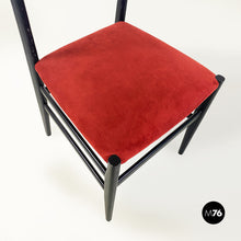 Carica l&#39;immagine nel visualizzatore di Gallery, Black wood and red fabric Leggera chair by Gio Ponti for Cassina, 1951

