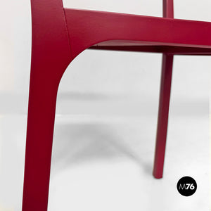 Burgundy wooden chair, 1980s
