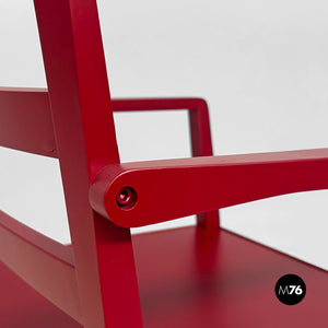 Burgundy wooden chair, 1980s