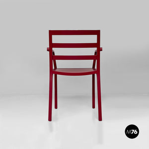 Burgundy wooden chair, 1980s