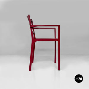 Burgundy wooden chair, 1980s