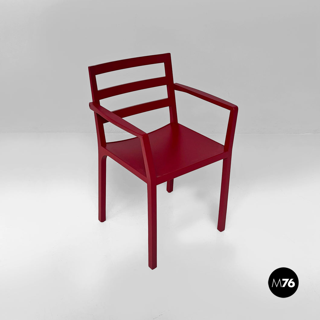 Burgundy wooden chair, 1980s