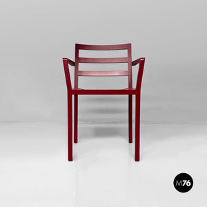 Burgundy wooden chair, 1980s