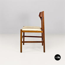 将图片加载到图库查看器，Wooden chair with leather seat, 1960s
