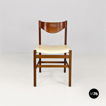 将图片加载到图库查看器，Wooden chair with leather seat, 1960s
