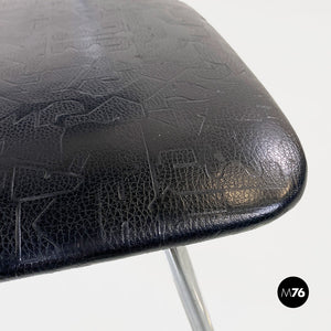 Steel and black leather chair by Alessandro Mendini for Zabro, 1980s