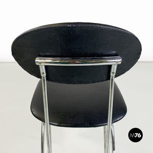 Steel and black leather chair by Alessandro Mendini for Zabro, 1980s