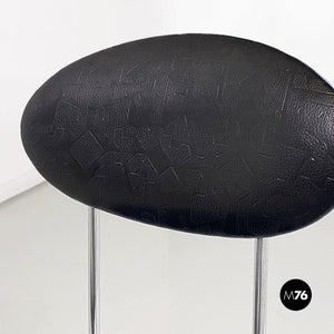 Steel and black leather chair by Alessandro Mendini for Zabro, 1980s