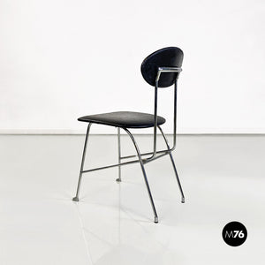 Steel and black leather chair by Alessandro Mendini for Zabro, 1980s