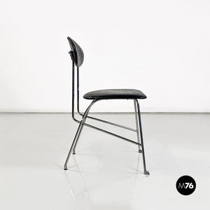 Steel and black leather chair by Alessandro Mendini for Zabro, 1980s