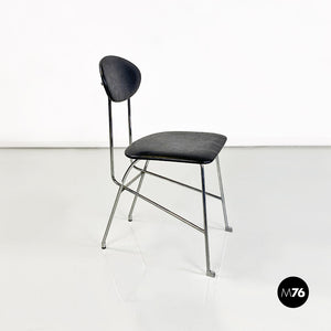 Steel and black leather chair by Alessandro Mendini for Zabro, 1980s