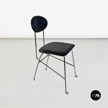 画像をギャラリービューアに読み込む, Steel and black leather chair by Alessandro Mendini for Zabro, 1980s
