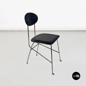 Steel and black leather chair by Alessandro Mendini for Zabro, 1980s