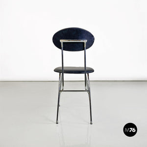 Steel and black leather chair by Alessandro Mendini for Zabro, 1980s