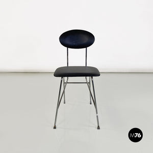 Steel and black leather chair by Alessandro Mendini for Zabro, 1980s