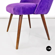 Charger l&#39;image dans la galerie, Purple velvet danish armchair, 1960s

