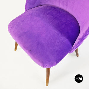 Purple velvet danish armchair, 1960s