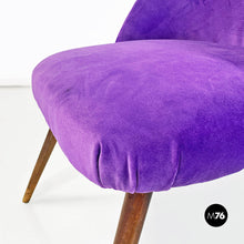Charger l&#39;image dans la galerie, Purple velvet danish armchair, 1960s
