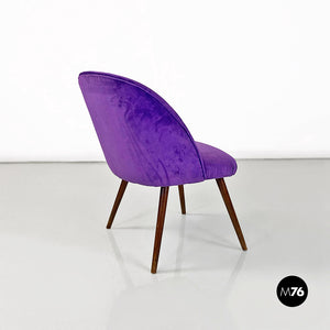 Purple velvet danish armchair, 1960s